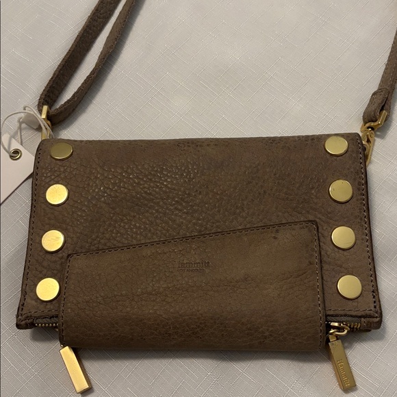 Hammitt Handbags - Hammitt Tan Pebbled Leather Levy Crossbody Bag Wallet Style Gold grommets NWT